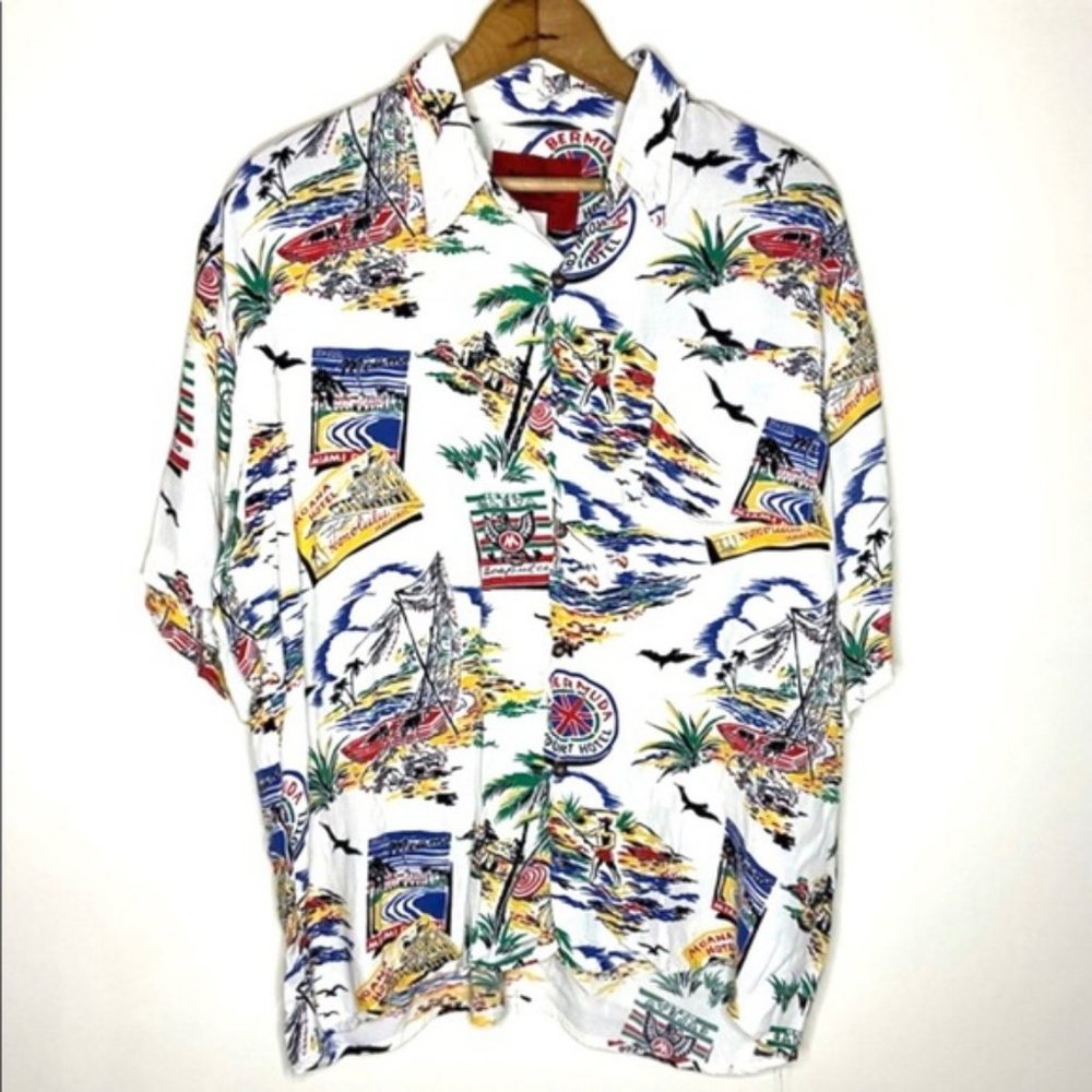 Vintage Xers Multicolor Aloha Button Up Shirt Sz M